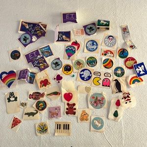 Vintage 80’s sticker collection and rainbow butterfly tin 50+ stickers